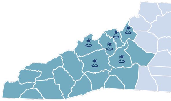 A map of the Care Reach North Carolina service area.